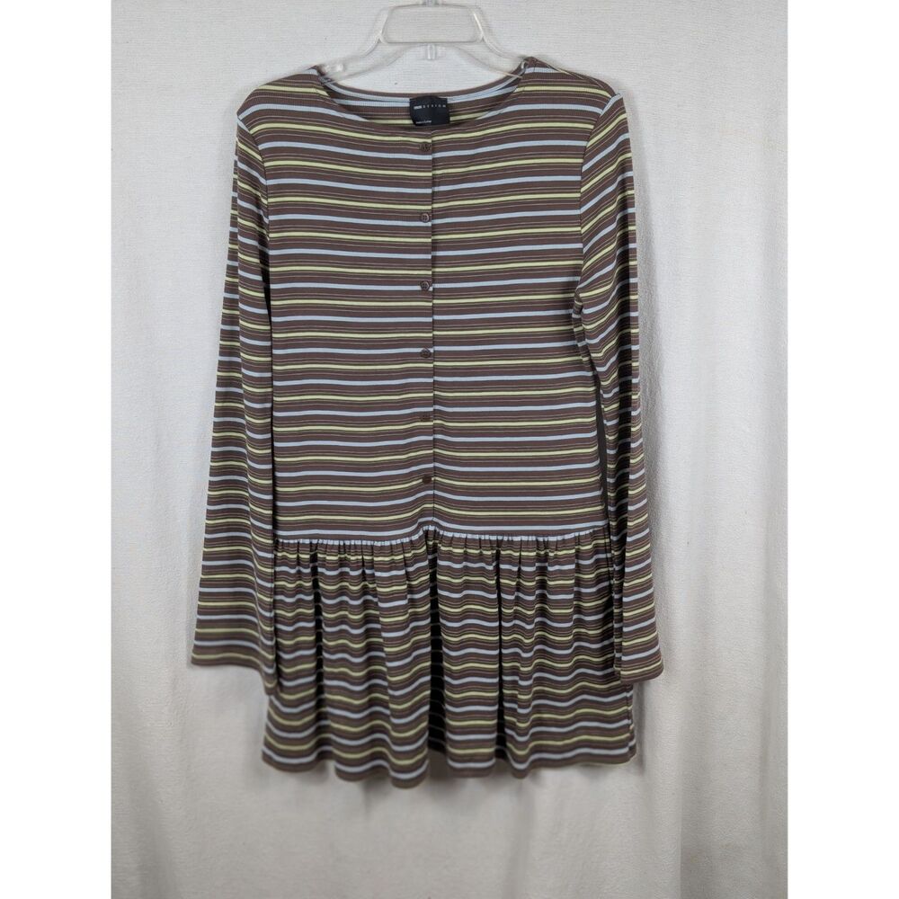 Asos Design Drop Waist Button Through Striped Dress Women's Size Large